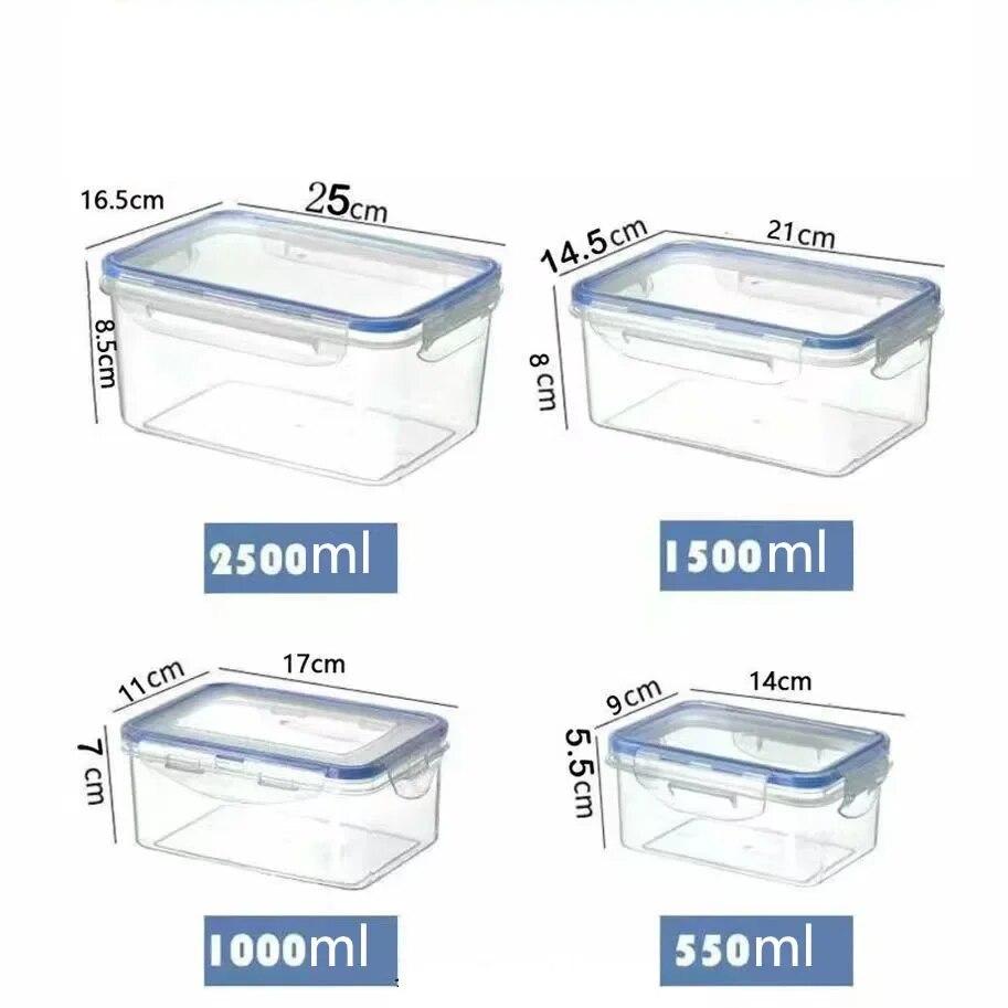 Sealed Rectangular Refrigerator Storage Box with Lid Plastic Crisper Microwave-heated Lunch Box with Lid