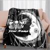 1PC Custom Name Moonlit Butterfly Dreams flannel blanket versatile, all-season throw suitable for the living room, bedroom, camping, travel, and gift