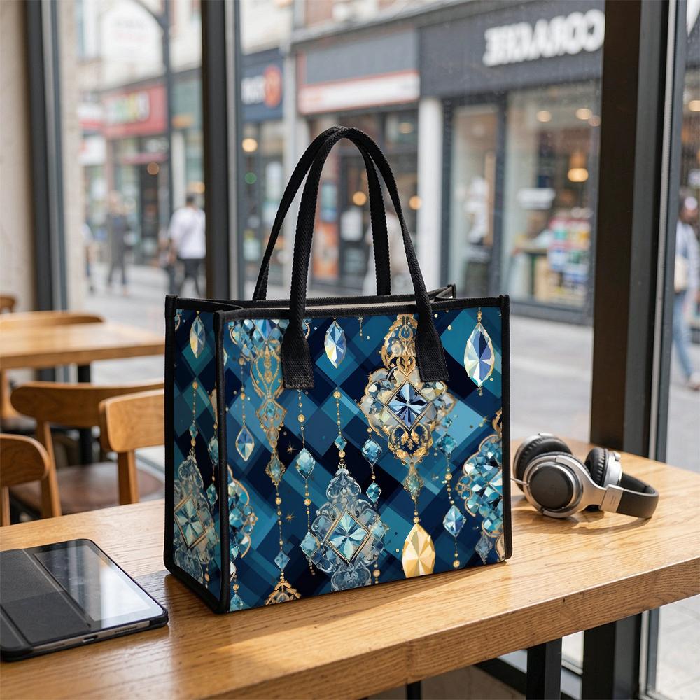 Bohemian Geometric Tote Bag for Women Fashion All-match Daily Commute Shopping Shoulder Handbag with Exquisite Print