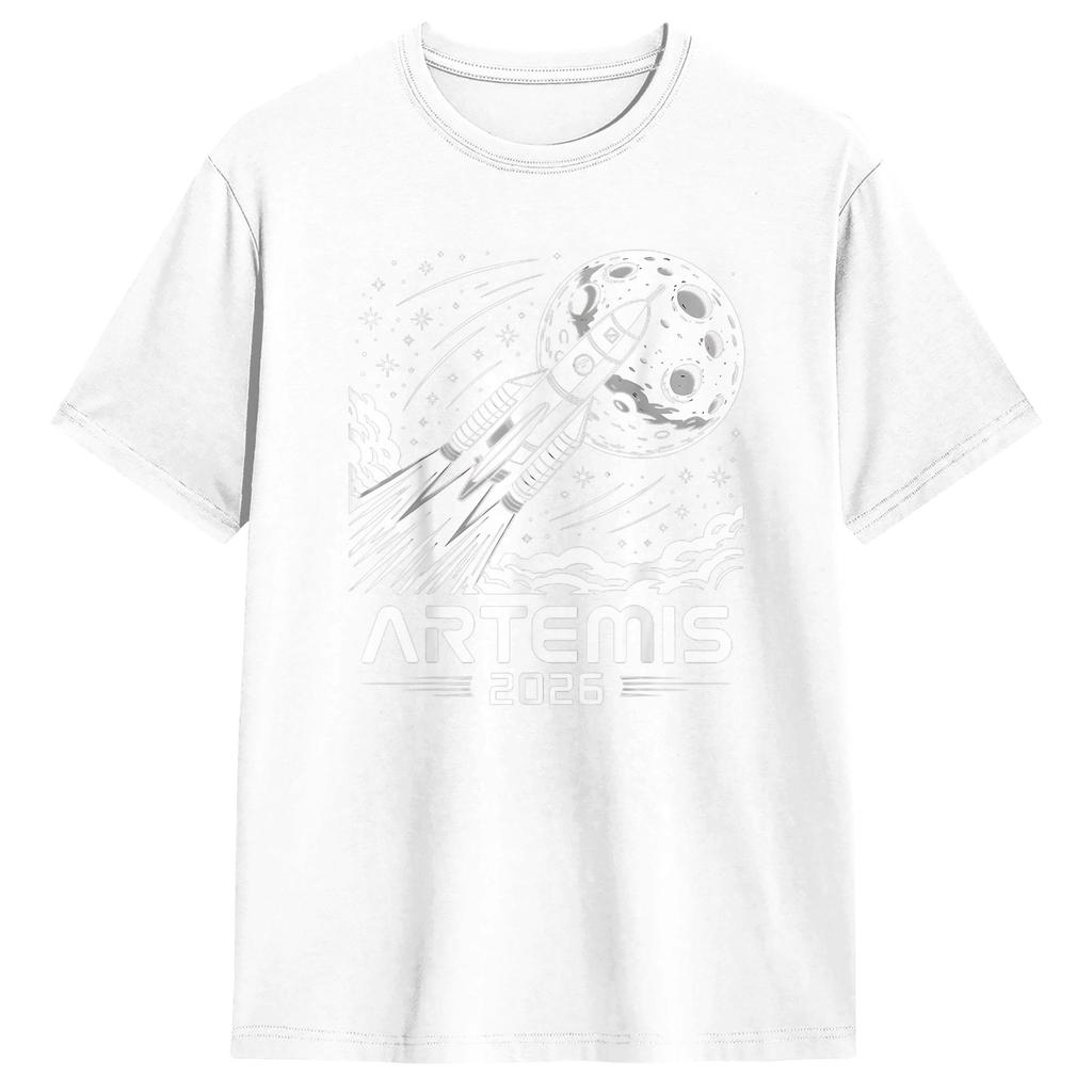Harajuku T Shirt Beach Artemis Launch to The Moon Hipster T Shirts Cotton Tshirt for Unisex Y2K Fun Short Sleeve Tees