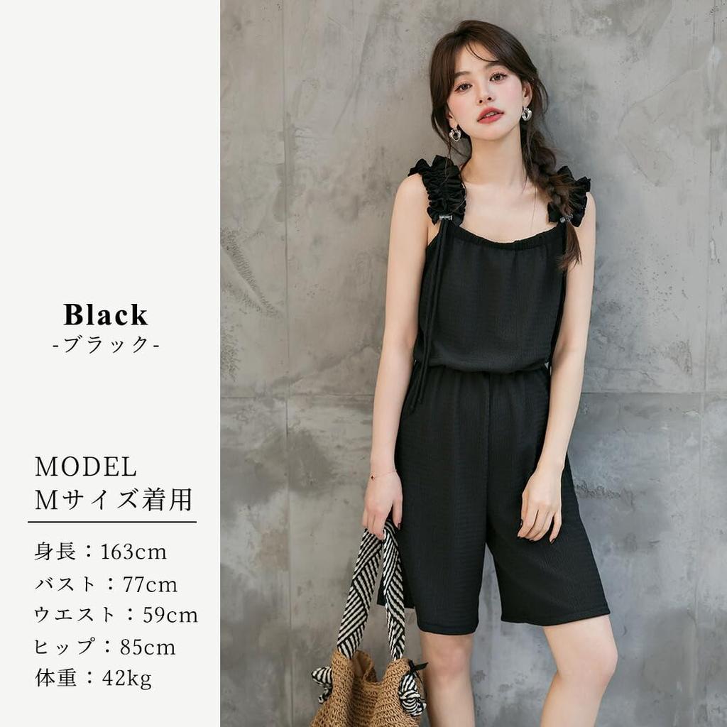 Женский рашгард Teddy с оборками на плечах, полная защита, амфибийный, rashguard074 (JP, Алфавит, L, Стандартный, Черный)