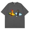 Surfing Beach Bird And Chicken Funny Meme T Shirt Unisex Fashion Casual Tshirt Short Sleeve Oversized Cotton Tshirts Streetwear