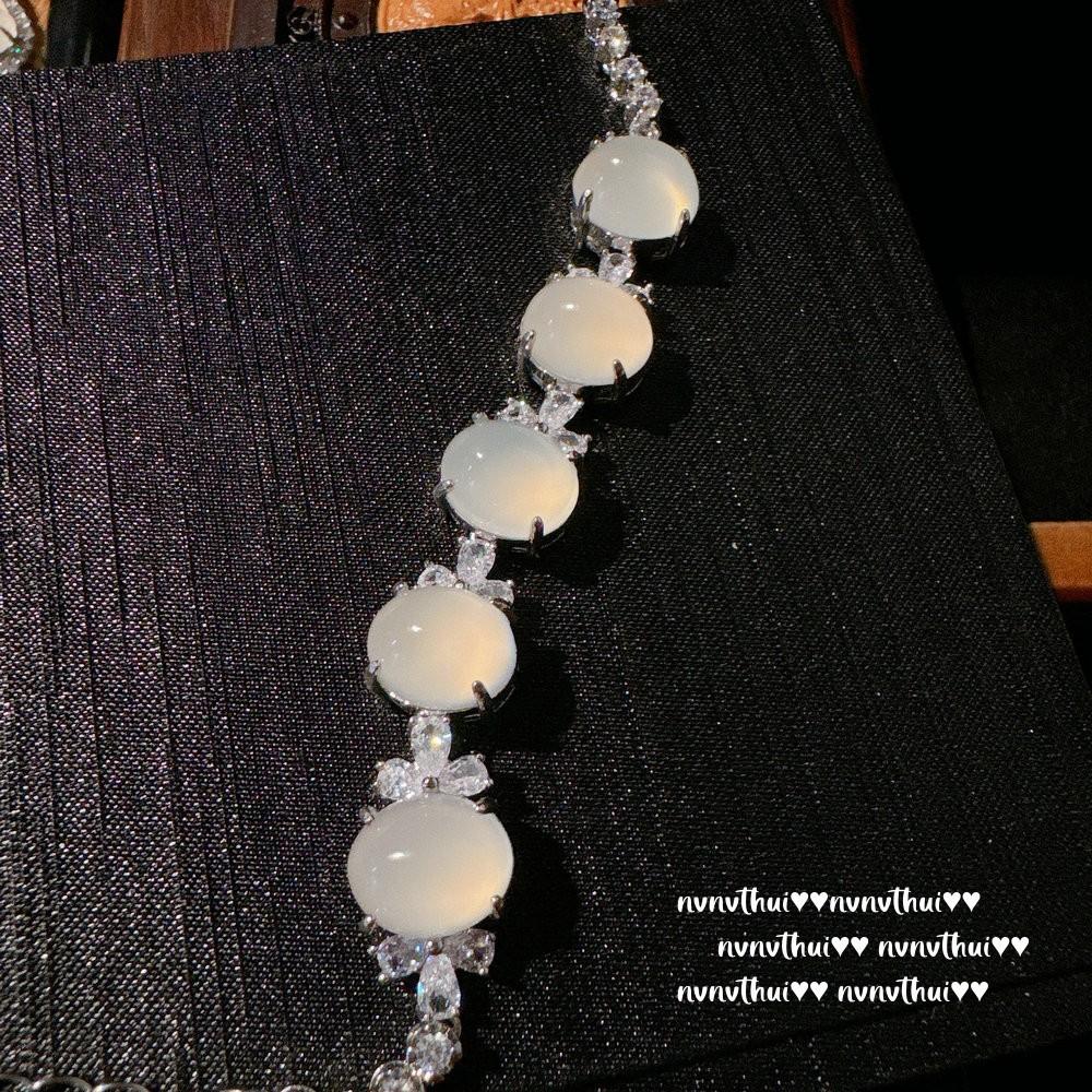 Браслет с драгоценными камнями Myanmar Water Foam Jade Sunflower Big Egg Surface, Новый китайский стиль, Браслет с цветами из белого халцедона, агата и циркона.