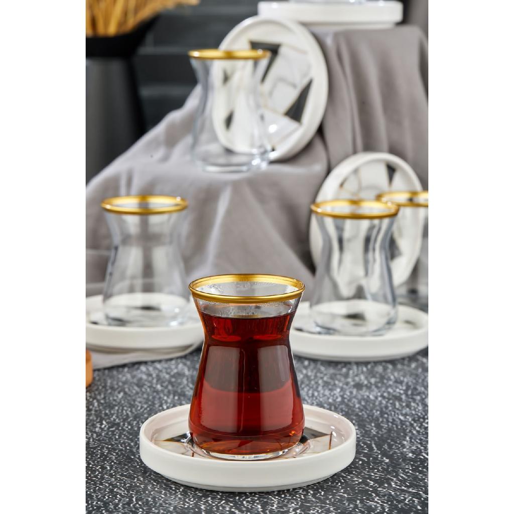 Набор чайных чашек из 12 предметов, мозаика с украшением из золотой позолоты, чайный сервиз