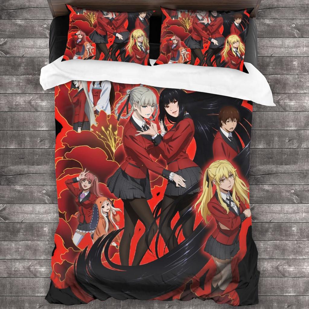 Комплект постельного белья Kakegurui Yumeko Односпальный Полуторный Двуспальный Кинг-сайз Комплект для кровати Взрослый Детский Спальня Комплекты пододеяльников 3D-принт Аниме 011