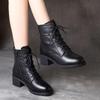 Women's 2022 Fashion Martin Boots - British Style, Soft Leather, Mid-Heel, Versatile Short Boots