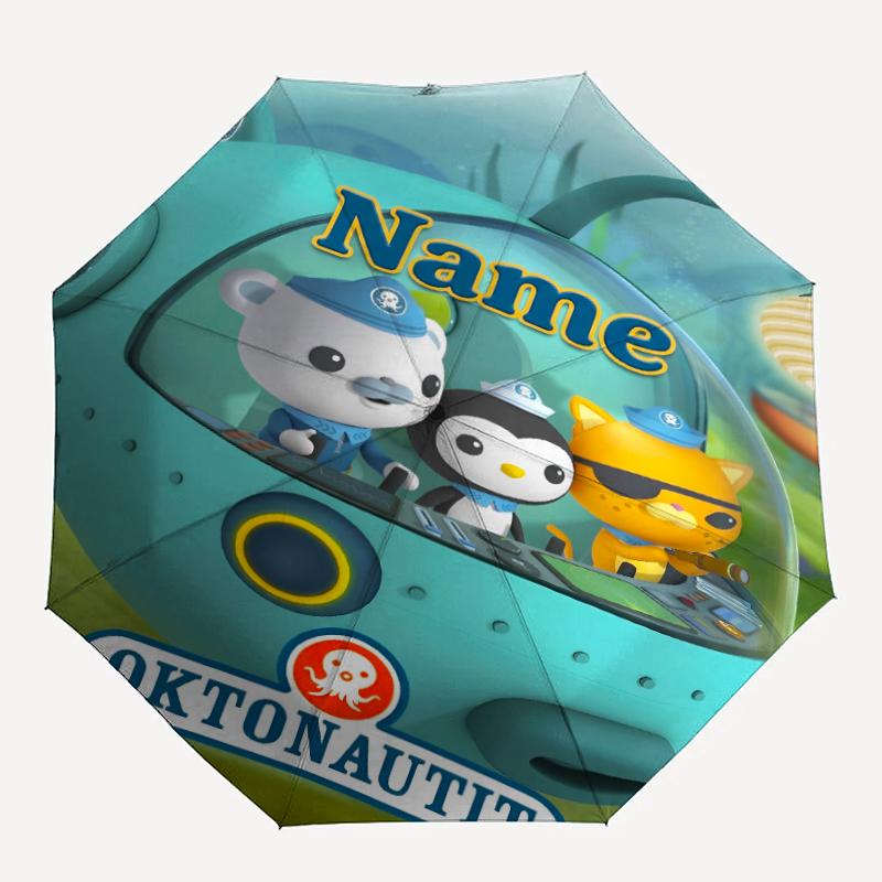 Custom Name Octonauts Theme Automatic Umbrella, Lightweight & Portable, 8 Rib, Perfect for Outdoor Travel, Birthdays, Christmas, Gifts.