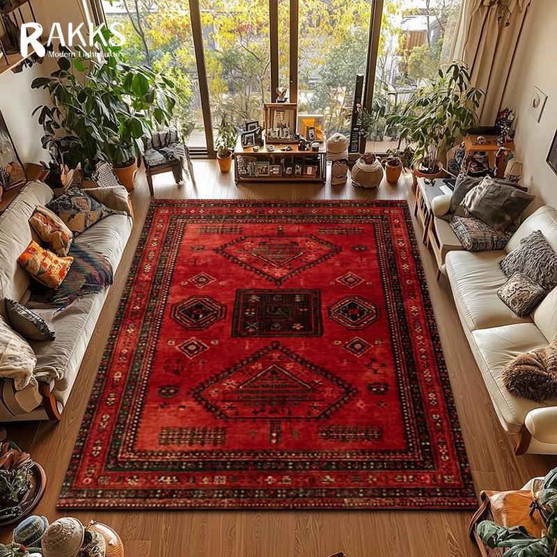 RAKKS Ретро Красный Персидский Ковер / Турецкий Ковер Нескользящий Декор для Гостиной Ковер для Дивана Ковер для Спальни Прикроватный Коврик Кухонный Коврик для Пола