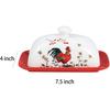 Масленка Sizikato Classic Porcelain с крышкой, красивый узор с петухом