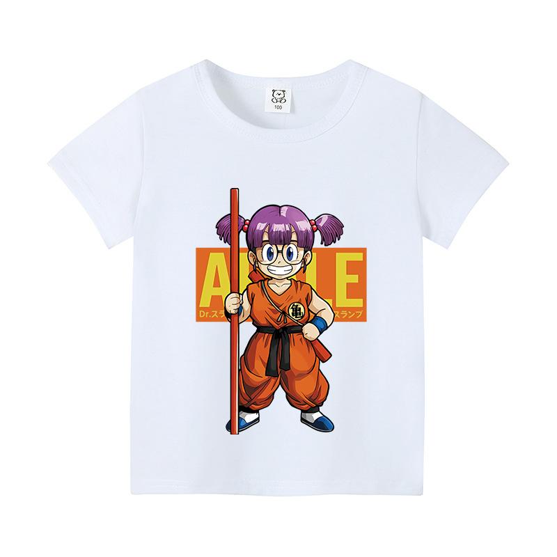 Slump Arale T-shirt Cute Girls Classic Anime Harajuku Cotton Kids Tees Streetwear Toddler Casual Short Sleeve Child Clothes Tops