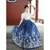 6521 Authentic Chinese Hanfu Embroidered Short-Sleeve Top & Starry Sky Satin Skirt Set