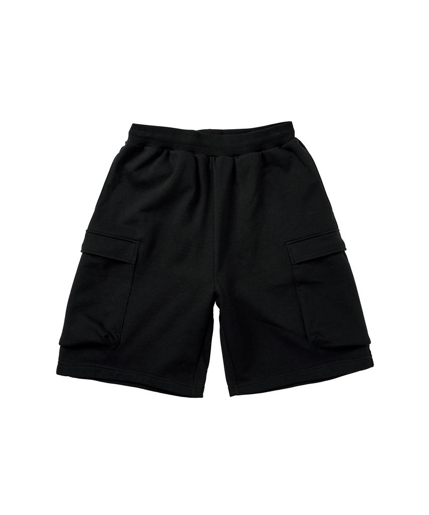 FOUNDPOCKET Wide Sweat Shorts Black
