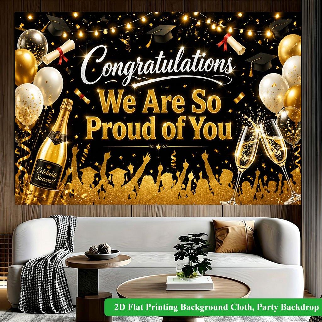 2D Flat Backdrop1pc Graduation Party Scene Design Backdrop Banner Polyester Wall Decor For Living Room Bedroom Office Outdoor Decor Party