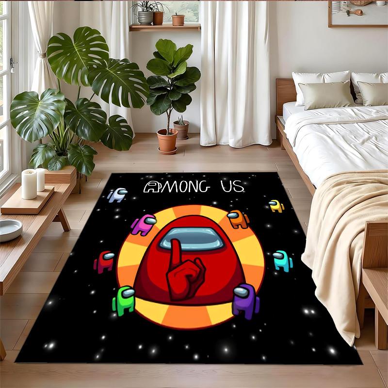 Anti‑Slip Crystal Velvet Floor Rug, Among Us Design Carpet for Indoor Living Bedroom Home Decoration