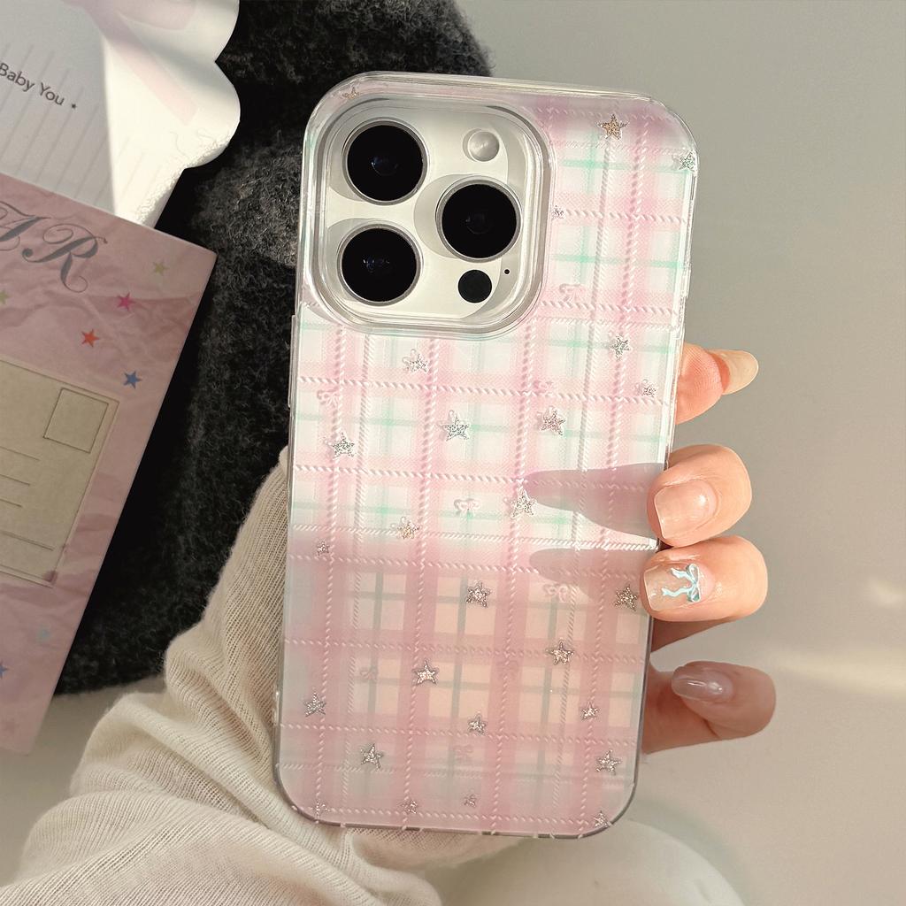 Милый и Милый Подходит для Чехла для Мобильного Телефона Apple 16 Iphone17promax Жесткий 13 Розовая Клетка Звезда