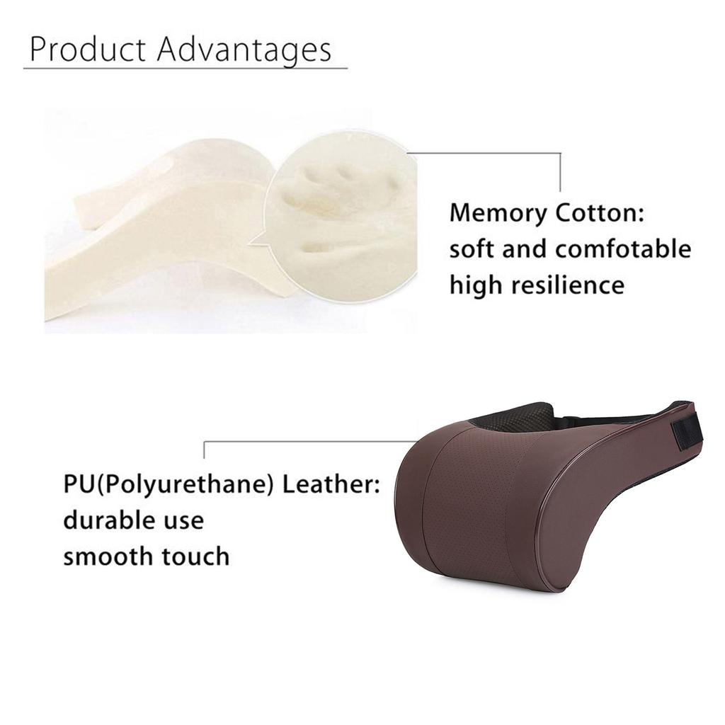 PU Leather Auto Car Neck Pillow Memory Foam Filling Neck Rest Seat Headrest Pillow Support Solution For Kids And Adults