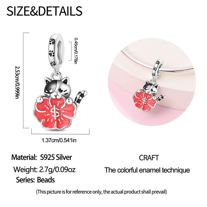 925 Silver Christmas Puppy Cat Charms Sleigh Happy New Year Bead Pendant Fit Original Bracelet Necklace Jewelry Gift