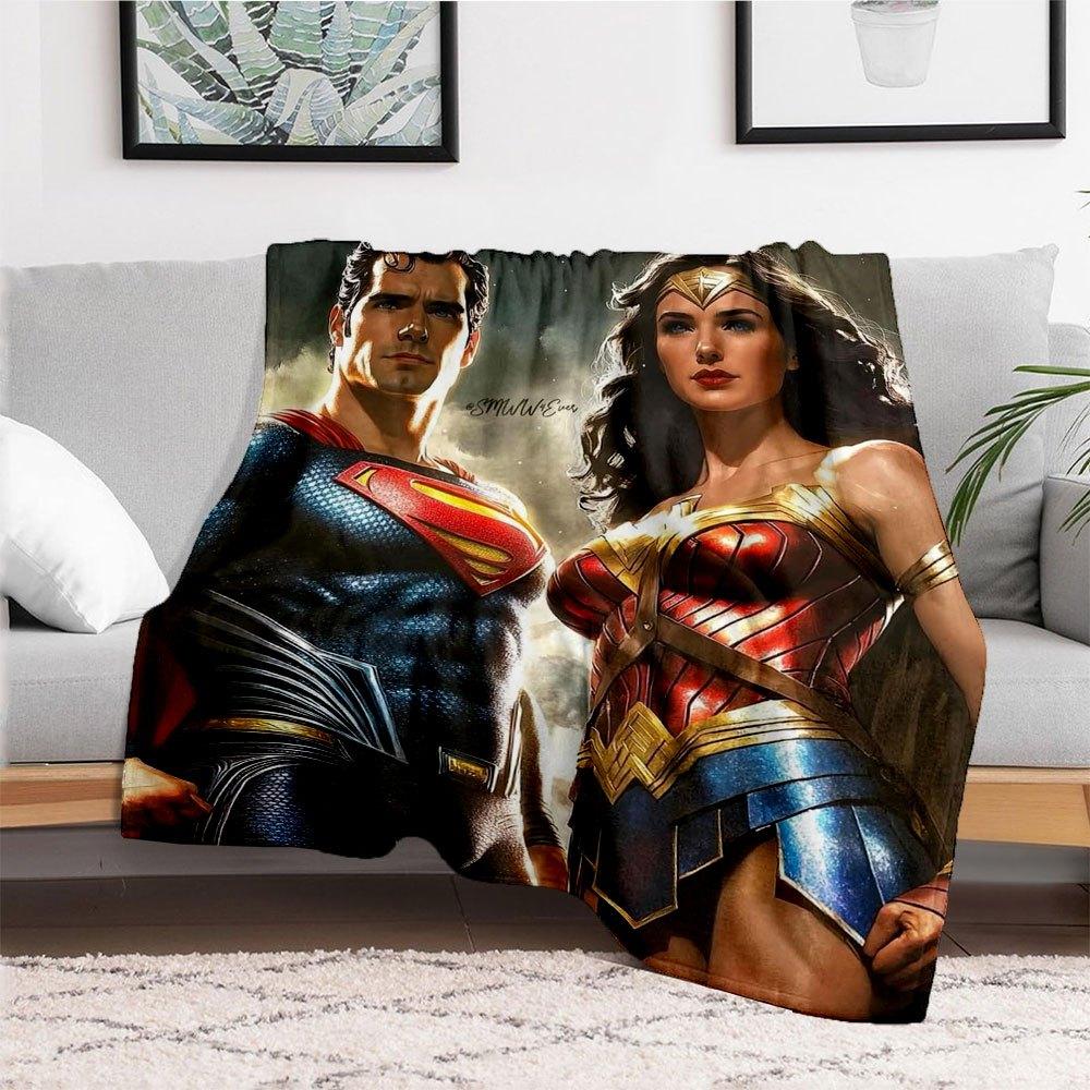 Супермен и Чудо-женщина Арт-принт ПостерПлед Фланелевый плед для дивана, кровати, путешествий, кемпинга, офиса, дивана, кресла