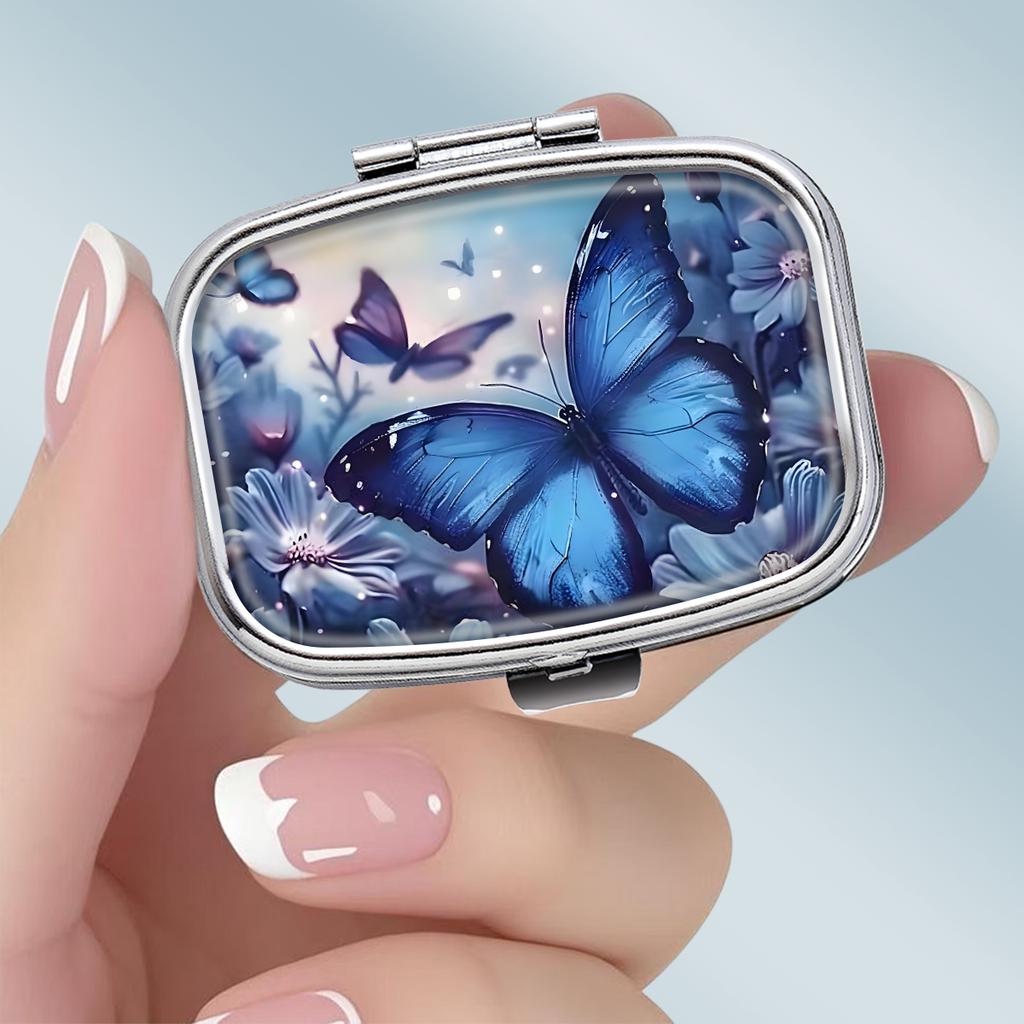 Mini Metal Jewelry Box, 2 Grids Portable Storage Case, Travel Small Organizer for Earrings and Tiny Items
