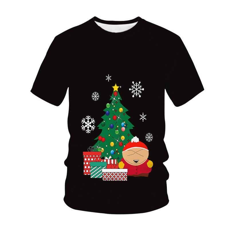 3D Print Hip Hop Santa Claus T-Shirt Men's And Women's Christmas Carnival Trend Happy New Year round Neck Short Sleeve Top
