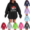 Women's Casual Comfortable Neck Hooded Long Sleeve Christmas Print Warm Sweatshirt