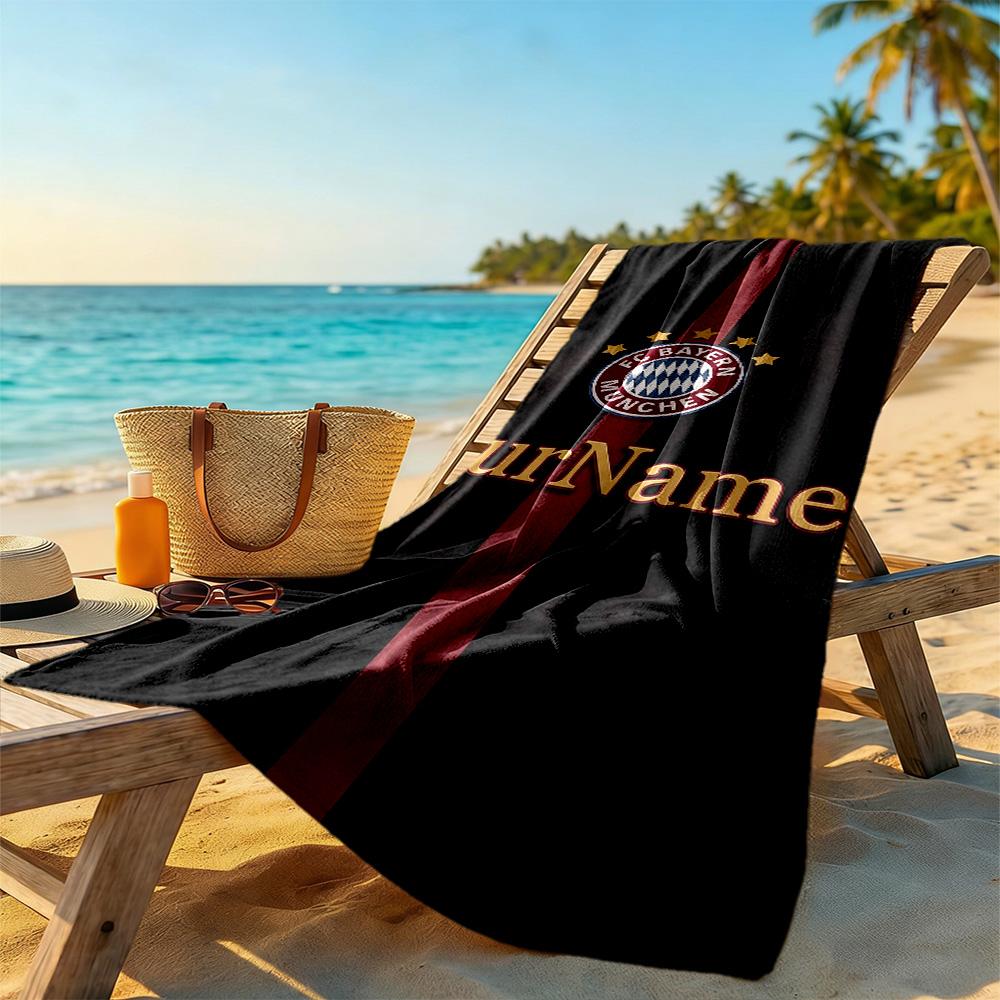Fc Bayern München Personalized Name Beach Towel Quick-Dry Soft Microfiber Portable for SwimmingBeachCamping Travel Beach AccessoriesGym