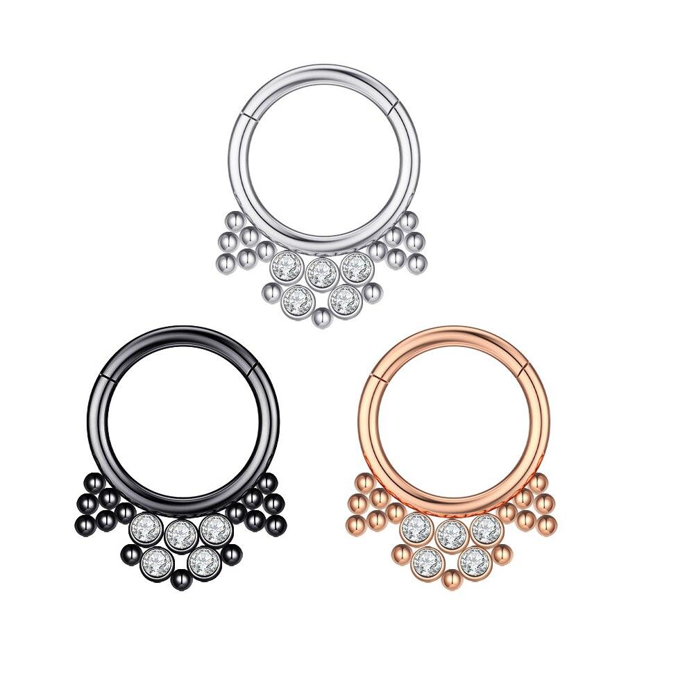 1 шт., кольца с мультикристаллами для перегородки носа, модные серьги в богемном стиле в индийском стиле, Нариз-кликер, спираль для носа, хрящ, серьги для пирсинга