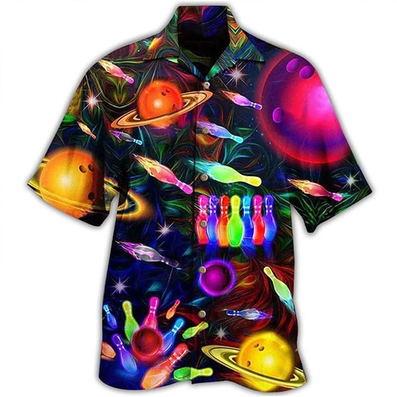New Vintage Bowling Pattern 3D Print Men's Shirts Classic Street Shirt Oversized Men Womens Clothes Blouse