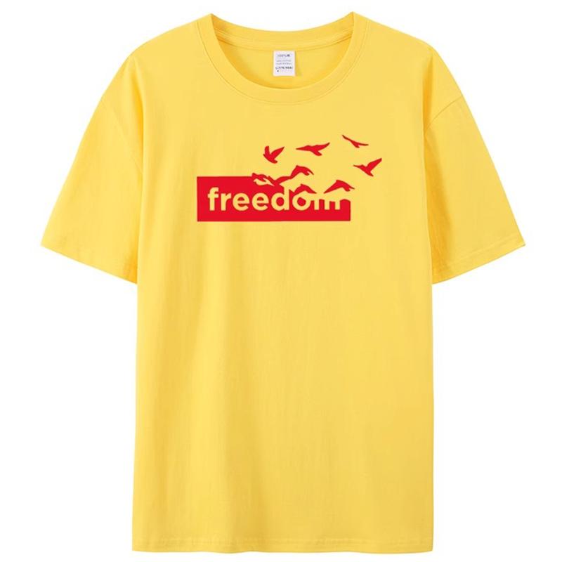 2025 Luxury Summer Fashion Cotton Round Neck T-shirt Freedom Printed Short Sleeves For Men And Women Can Be Loose And Versatile