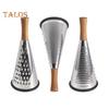 Stainless Steel Cone Cheese Grater with Wood Handle 3 Sided Vegetable Shredder for Grating Cheese Chocolate Vegetables Kitchen Shredder for Parmesan