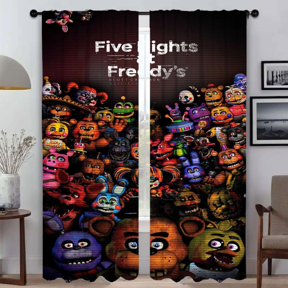 Тюль Five Nights At Freddy's для спальни, современные шторы для гостиной, 2 шт., шторы для окон, украшения на Хэллоуин, камера