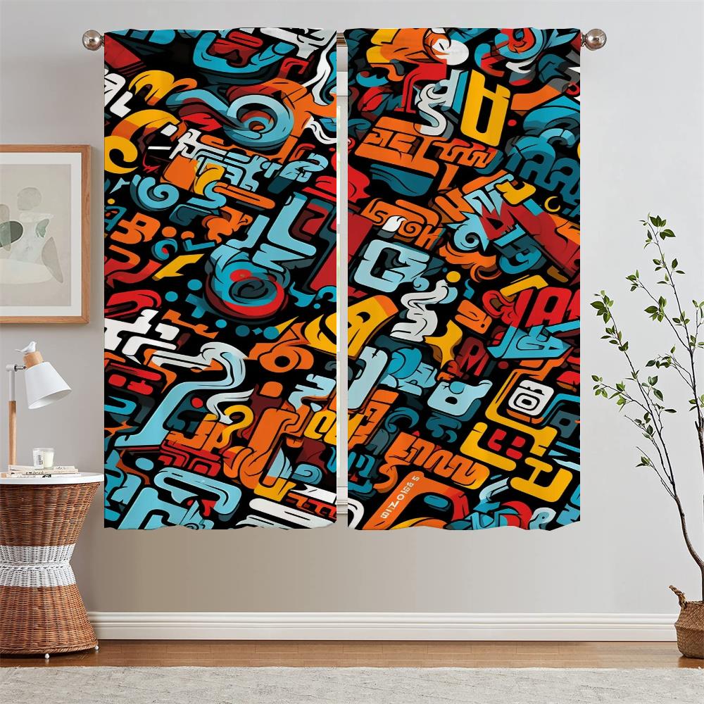 Уличный элемент Граффити Кухонные шторы для дверей Шифоновая штора Подхваты Шторы Детская комната Дом и Декор Перегородка