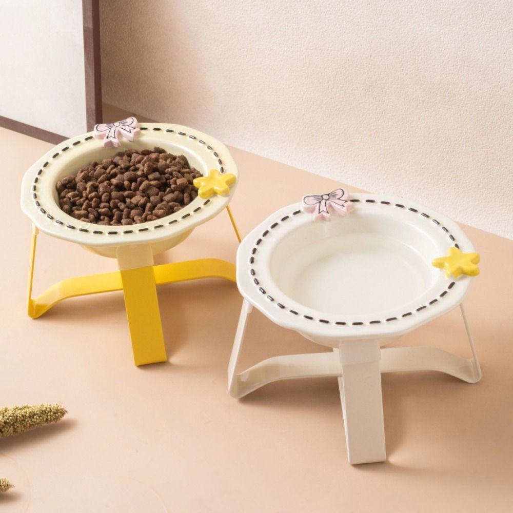 Anti Slip Cat Food Water Bowl Anti Vomiting Elevated Pet Feeder Bowl Ceramic Cat Bowl Pet Supplies