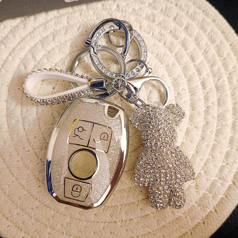 White Diamond TPU for Mercedes Benz W204 W205 W206 W212 W213 W221 W222 W223 A Class GLA GLE Remote Car Key Case Cover Fob Holder