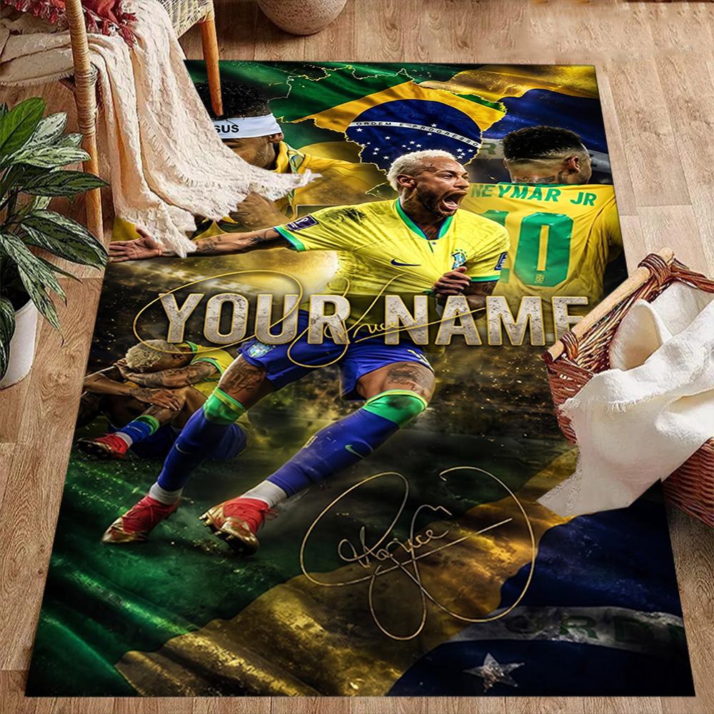 Neymar Energy Poster Personalized Name Floor Mat Design for Hallway Playrooms Dormitory Game Room Anti-slip Rug Decorate Offices Gift for Festivals