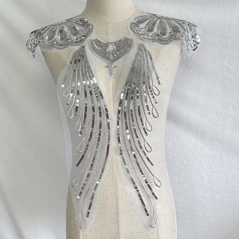 Модные пайетки Крыло нашивка поделки Золотая пайеточная нить Органза Вышивка Отделка Нашивки Пришивание Сделай сам Джинсы Платье Аксессуары