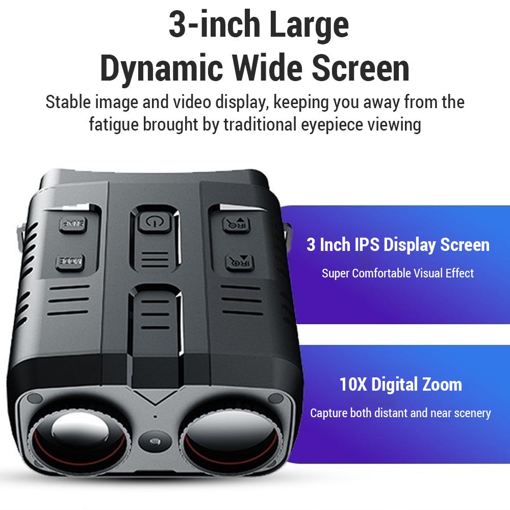 Телескоп ночного видения 4K, инфракрасный 10-кратный цифровой зум, 3-дюймовый экран, бинокли Wi-Fi
