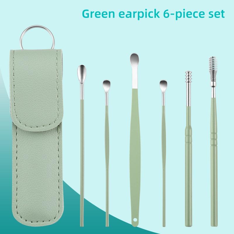 Ear Cleaning Tool Stainless Steel Ear Pick Kit &1Pc Storage Bag Earwax Remover Tool
