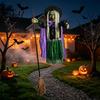 Halloween Festival Atmosphere Decor 200cm Flying Witch Prop with Scary Sounds & Glowing Eyes, Sound Activated Party Creepy for Garden Yard Lawn,
