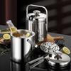 Ice Bucket with Tongs Double Wall Strainer Handle Home Bar Parties Chilling Beer Champagne Stainless Steel Cooler Buckets