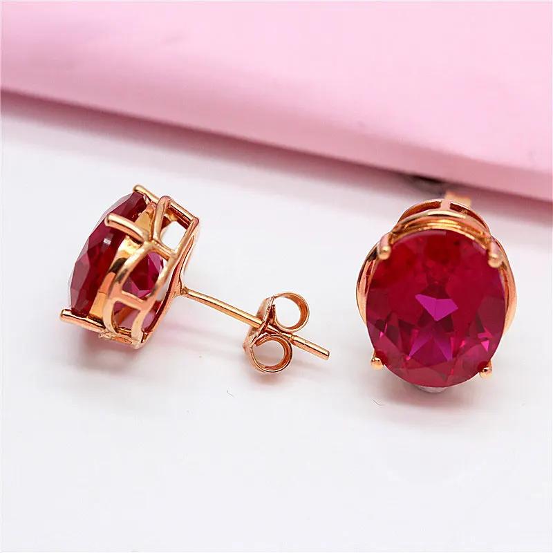 Классическая простота Свадебные серьги-инлеи с овальными рубинами для женщин Роскошные серьги с красным цирконом для помолвки Циркон в подарок девушке