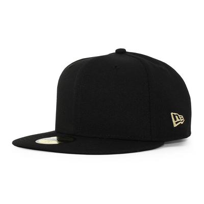 59FIFTY BASIC FITTED Однотонная Базовая Однотонная Шляпа Кепка Черный Золотой [ПУСТАЯ КЕПКА] (7-3/8 (приблизительно. 58,7см))