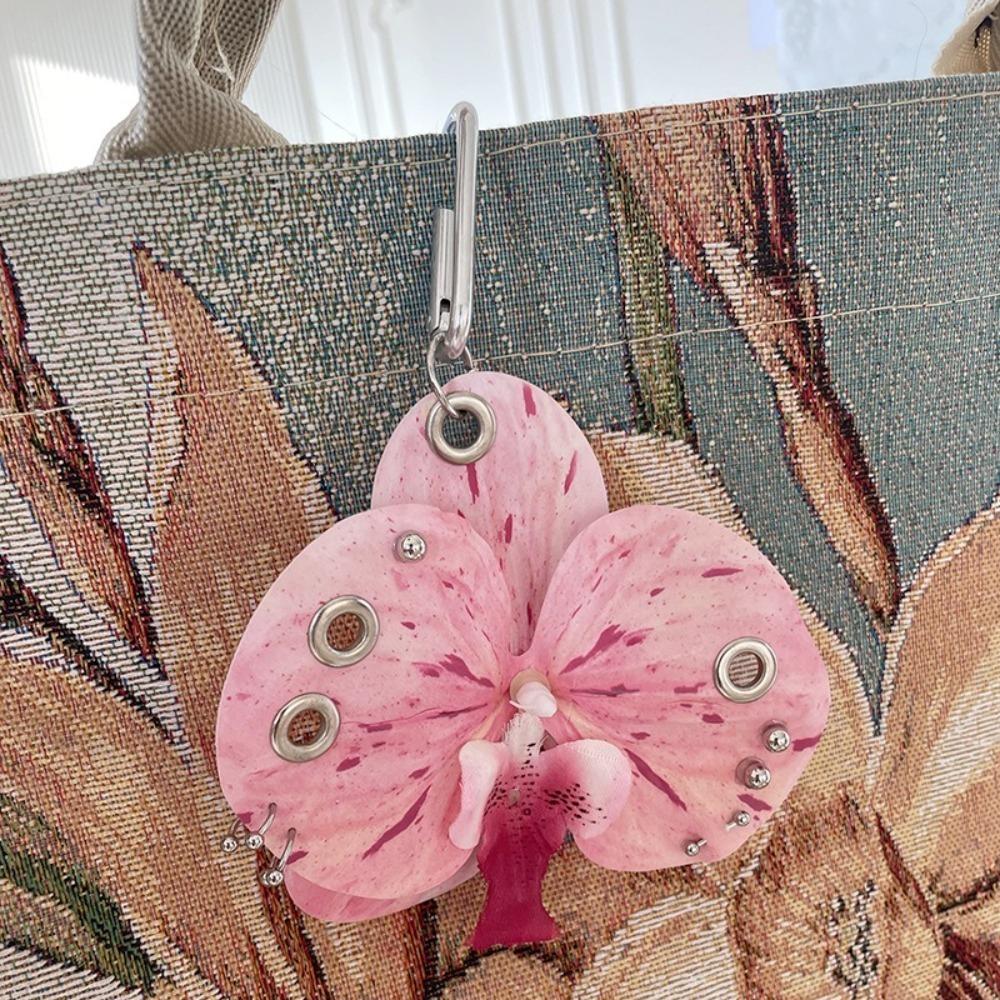 Backpack Decoration Orchid Lily Keychain Colorful Backpack Hangings Decor Flower Bag Pendant
