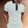 Men's Short Sleeve Tops Patchwork Color Collar Trendy Loose Polo Shirts