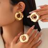 Fashion Versatile Metal Smooth Wind Hollow Irregular Geometric Round Earrings Earrings