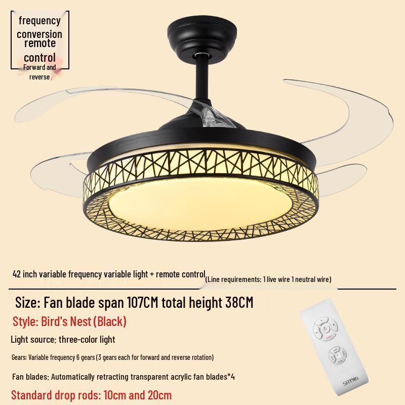 Умный потолочный вентилятор с регулируемой частотой и люстрой для гостиной, спальни и ресторана