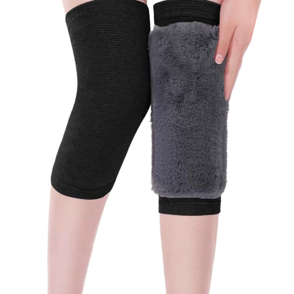 1 Pair Winter Warm Knee Pads  Thickened Winter Rabbit Fur Warm Knee Protector Anti Cold Fleece Knee Protector