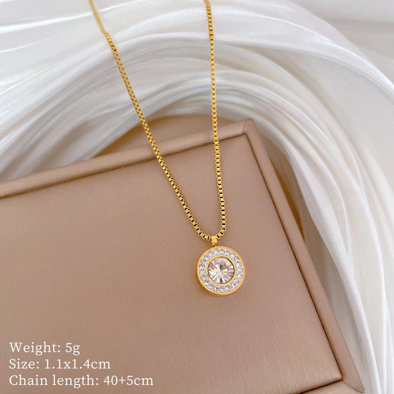 ZAKOL Блестящий Кристалл Циркон Круглый Кулон Ожерелье Серьги для Женщин Изысканная Цепочка из Нержавеющей Стали 2 Шт. Набор с Цирконом
