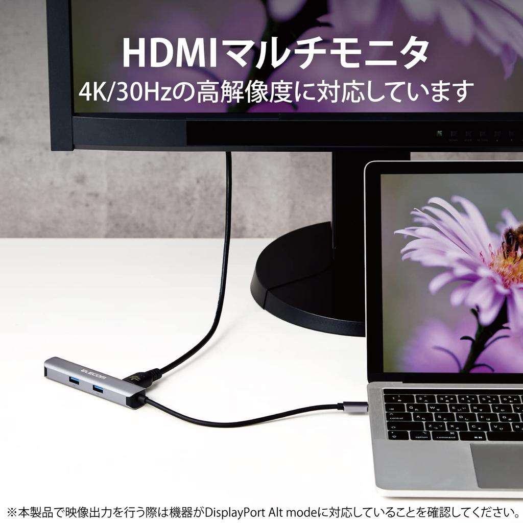 Док-станция ELECOM USB-концентратор Подключение HDMI x 1 Gen1 x 3 HDMI x 1 Порт LAN x 1 Серебряный Type-C USB3.1 DST-C17SV