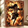 Tifa Lockhart in Fiery Chaos Personalized D Textured Metal Poster Wall Art Tinplate Sign for Living Room Interior Decoration